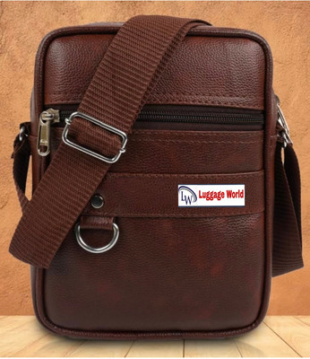 LUGGAGE WORLD Brown Sling Bag Cross-Body Sling Kit Messenger Bag|Side Bag|Men Women Stylish Small Travel