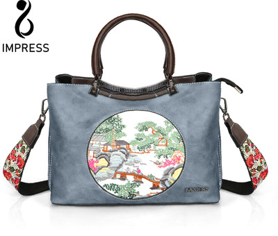 Impress Grey Sling Bag Stylish Handbag with a Round Shape Adorned with a Beautiful Floral Pattern