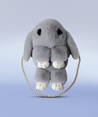 Shubhkamna Grey Sling Bag Soft Cute Bunny Sling Bag With Chain And Smooth Zipper For Girls//Fluffy Rabbit