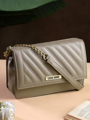 LEGAL BRIBE Khaki Sling Bag Gilded Flap Sling Bag
