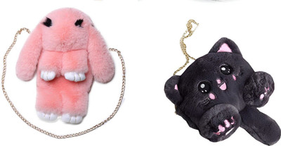 Nappmall Black, Pink Sling Bag Cute Cat Shoulder Bag Messenger Bags Crossbody Unique designer bag With chain(Pack of 2)