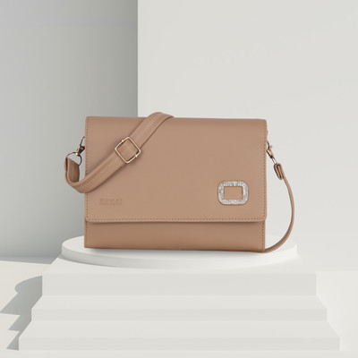 Reshu Beige Sling Bag women,s sling cross-body bag,s with adjustable shoulder straps and 4 pockets