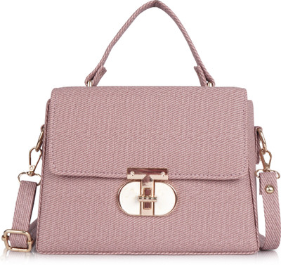 ALONZO Pink Sling Bag Trendy Gold-Tone Lock Sling Bag for Girls Crossbody Purse for Office/Party