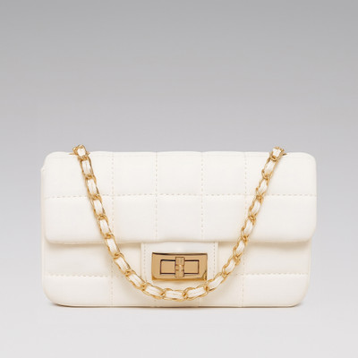 LINO PERROS White Shoulder Bag Women's Quilted White Handbag