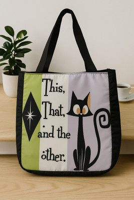 S R Traders White, Green Shoulder Bag Cat Print Canvas Tote Bag for Women – Lightweight & Stylish