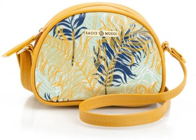Sacci Mucci Yellow Sling Bag Printed Handcrafted Crossbody Rainbow Sling Bag, Sling Bag -Botanical