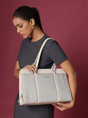 LINO PERROS Grey Tote Color-blocked Commuter Tote bag