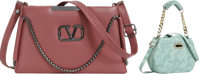 Zaxcer Pink, Green Sling Bag Beautiful Sling Bags for women and girls(Pack of 2)