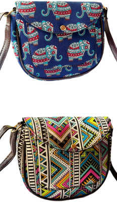 CRAFTWELL Multicolor Sling Bag Stylish New Trendy Unique Classy Design Shoulder Crossbody Sling Bag For Women(Pack of 2)