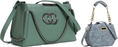 Reprox Green, Grey Sling Bag Stylish sling bag cross body sling bag hand bag woman Faison bag(Pack of 2)