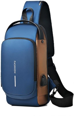 NITYA SALES Sling Bag Business Men Bag Chest Crossbody bags with USB Charging Port Waterproof Messenger Bag(Blue, 2 L)