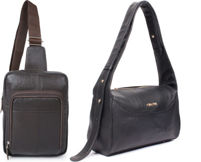 CIMONI Brown, Black Shoulder Bag Stylish Trendy Travel Sling Bag Crossbody Shoulder Waterproof Short Trip Bag(Pack of 2)