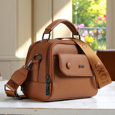 Exotic Tan Sling Bag Texture boxy design sling bag