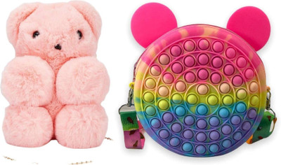 Nappmall Pink, Red Sling Bag CUTE SOFT CAT SLING BAG FOR PICNIC,TRAVEL LATEST DESIGN BEST FOR GIFT(Pack of 2)