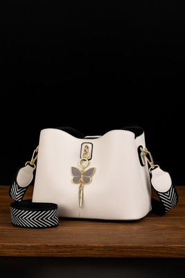 ZAALIQA White Hand-held Bag TrendyCharm Butterfly Embellished Satchel