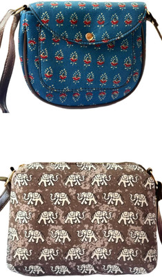 CRAFTWELL Multicolor Sling Bag Stylish New Trendy Unique Classy Design Shoulder Crossbody Sling Bag For Women(Pack of 2)