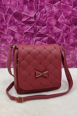 MAYLISS Maroon Sling Bag Maroon PU sling/Small Sling/Premium PU leather sling/partywear sling