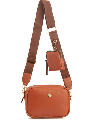 house of common Tan Shoulder Bag Women's Girls Cross Body Sling Bag with Coin Pouch