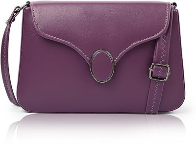 CLASKO Purple Sling Bag Women Sling Bag Women Girls Cross Body Sling Bag Oval Buckle Closure, Adjustable