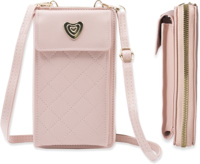 NFI essentials Pink Sling Bag Women's Crossbody Cell Phone Holder Purse, Pocket Wallet, Hand Purse,