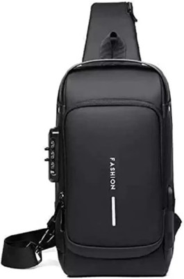 kidsmuch Black Shoulder Bag Sling Bag USB Charging Sport Shoulder Bag High Capacity Waterproof