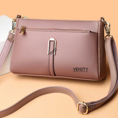 VENITY Pink Sling Bag Luxe Crossbody Shoulder Bag – Premium Pebbled Texture with Gold Accents