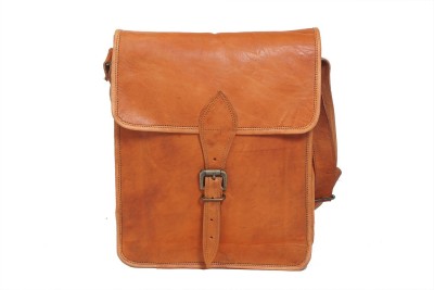 Anshika International Brown Messenger Bag Orignal Leather Side Sling Shoulder Messenger Leather Bag For Men Women Unisex