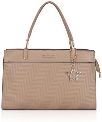 ABSECOM Brown Hand-held Bag Faux Leather Textured Adjustable Long Belt Handbag