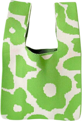 Gold Leaf Green Tote Women’s Wrist Knot Crochet Tote Bag – Small Knitted Handbag Pouch (Green)