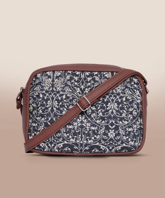 ZOUK Blue Sling Bag Lattice Lace Printed Sling Bag for Women