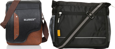 Blowzy Black, Black Sling Bag Stylish Sling Cross Body Travel Messenger Bag with MultiPocket Zip Closure(Pack of 2)