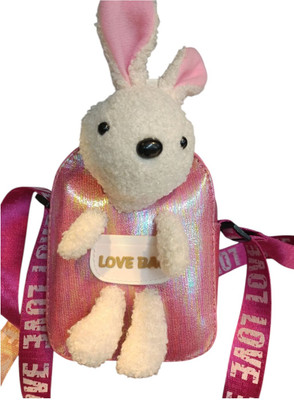 AMULYADELHI Pink Sling Bag Cute Bunny Plush Sling Bag for Kids, Small Crossbody Shoulder Bag