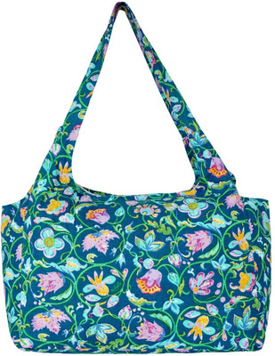 Pristich Green Shoulder Bag Printed Handmade Shoulder Canvas Bag for Women