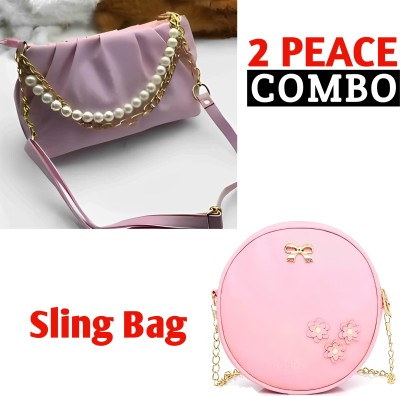 Cleto Pink, Pink Sling Bag Girls peach sling bag for women | sling bags | girls purse pack of 2