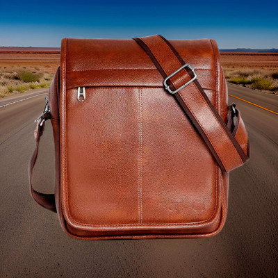 Shivra Tan Sling Bag Men Sling Bag extra large (S-11*8.5*3)