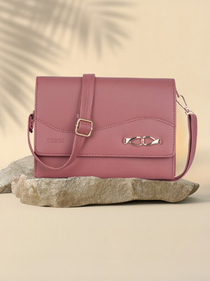 Reshu Pink Sling Bag Cross-Body With Adjustable Shoulder Strap & 3 pockets
