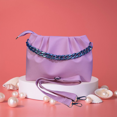 TrendStore Pink, Silver Sling Bag Crossbody sling Bag with Chain strap side Bag for Women