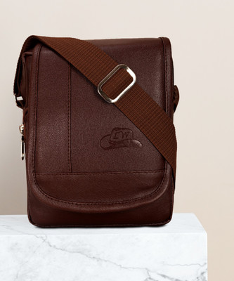 Leather World Brown Sling Bag Cross Body Sling Bag