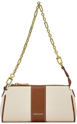 Miraggio Beige Shoulder Bag Partywear Chunky Chain Design Detailing Gift For Women