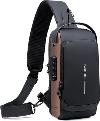 ALMURAT Black, Gold Shoulder Bag USB charging bag Charging backpack with power bank Tech port Backpack
