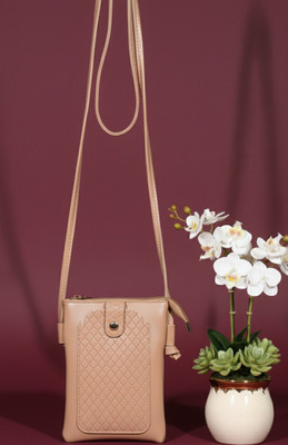 DONICY Beige Sling Bag Classy mobile pouch sling