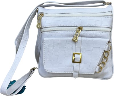 Nesh Global White Sling Bag Multi Pocket Cross Body Sling Bag For Women