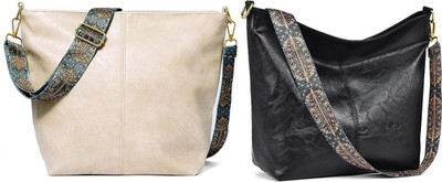 Dakota Beige, Black Sling Bag STYLISH PU LEATHER BAGS ALONG WITH SLING FOR WOMENS(Pack of 2)