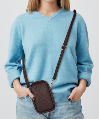 Pramadda Pure Luxury Brown Sling Bag Stylish Mobile Leather Sling Bag For Women Latest Trendy Side Crossbody Purse