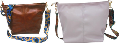 Dakota Purple, Brown Sling Bag STYLISH PU LEATHER BAGS ALONG WITH SLING FOR WOMENS(Pack of 2)