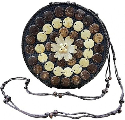 SS Collection Brown Sling Bag Coconut Shell Beaded Sling bag for Women | Crossbody Long Strap Purse | Handmade