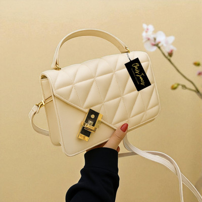 clarisjames Beige Sling Bag Aesthetic twist lock cream slingbag for beautiful women