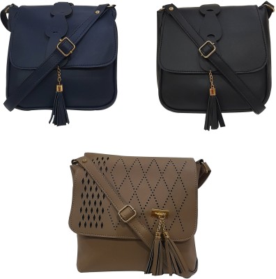 JASHAR Blue, Black, Brown Sling Bag Sling Bag for Girl/Women Combo 33 Bag 1.2 Blue,1.3 Black, 5.2 Brown Pack of 3(Pack of 3)