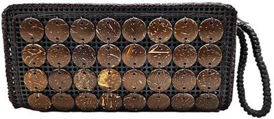 SS Collection Black Clutch Women's Coconut Shell Beaded Handmade Clutche Unique Style Purse For Women/Girls