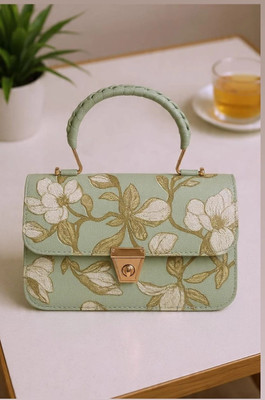 Trend james collection Green Sling Bag Elegant Floral Embroidered Handbag for Women